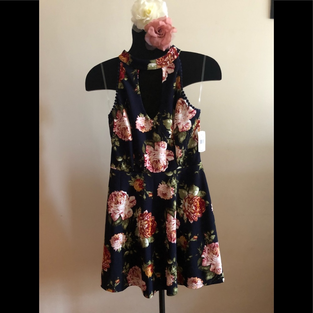 Floral navy dress